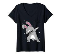 Femme Men Women Kids Cool Rabbit Dabbing Animals Wildlife Parties T-Shirt avec Col en V