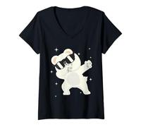 Femme Men Women Kids Funny Dog Dabbing Animals Wildlife Parties T-Shirt avec Col en V
