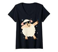 Femme Men Women Kids Funny Sheep Dabbing Animals Wildlife Parties T-Shirt avec Col en V