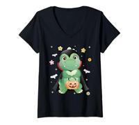 Femme Men Women Kids Groovy Dinosaur Spooky Halloween Cute Vampire T-Shirt avec Col en V