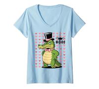 Femme Men Women Kids Groovy Retro Funny Alligator Spooky Halloween T-Shirt avec Col en V