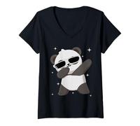 Femme Men Women Kids Panda Dabbing Animals Wildlife Parties T-Shirt avec Col en V