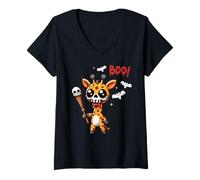Femme Men Women Kids Trendy Funny Giraffe Boo Spooky Halloween T-Shirt avec Col en V