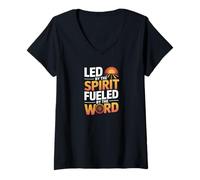 Femme Mené par l'esprit alimenté par le mot « Vérité chrétienne » audacieuse T-Shirt avec Col en V