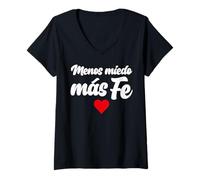 Femme Menos Miedo, más fe T-Shirt avec Col en V