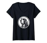 Femme Mens Cool Retro Vintage Sunglasses Logo Basset Hound Dog T-Shirt avec Col en V