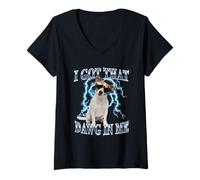 Femme Mens Retro Vintage Heavy Metal Rock Jack Russell Terrier Dog T-Shirt avec Col en V