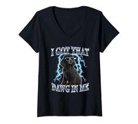 Femme Mens Retro Vintage Heavy Metal Standard Black Poodle Dog T-Shirt avec Col en V