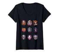 Femme Mens Scary Halloween Portraits of Spooky Heads T-Shirt avec Col en V
