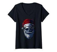 Femme Men's Women's Kids Cool Christmas Santa Claus Graphic Design T-Shirt avec Col en V