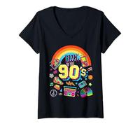Femme Men's Women's Kids Vintage Retro Back to 90's Graphic Design T-Shirt avec Col en V