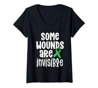 Femme Mental Health Awareness Shirt Some Wounds Are Invisible T-Shirt avec Col en V