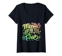 Femme Mental Health First Awareness Month T-Shirt avec Col en V