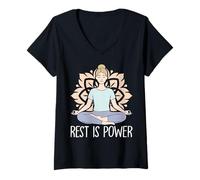 Femme Mental - Le Repos est Le Pouvoir T-Shirt avec Col en V