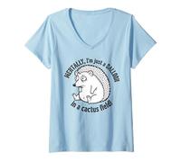 Femme Mentalement, Je suis Juste Un Ballon dans Un Champ de Cactus T-Shirt avec Col en V