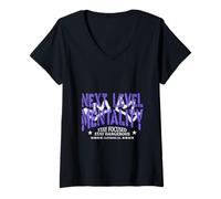 Femme Mentalité de Niveau supérieur - Urban Streetwear Statement T-Shirt avec Col en V