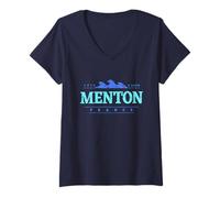 Femme Menton France | Littoral de Menton Côte d'Azur France T-Shirt avec Col en V