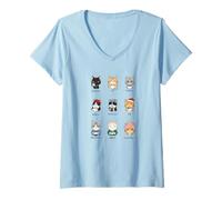 Femme Menu à café Japonais Vintage Kawaii Cool Art Chat T-Shirt avec Col en V