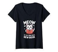 Femme Meow est Le Moment de Faire Un Nouveau Livre T-Shirt avec Col en V