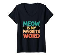 Femme Meow is My Favorite Word T-Shirt avec Col en V