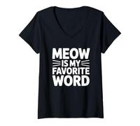 Femme Meow is My Favorite Word T-Shirt avec Col en V