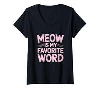 Femme Meow is My Favorite Word T-Shirt avec Col en V