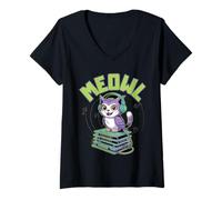 Femme Meowl Brainrot Meme Adolescents T-Shirt avec Col en V