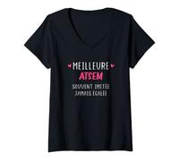 Femme Merci atsem Ecole maternelle Métier drôle meilleure atsem T-Shirt avec Col en V