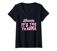 Femme Merci C'est Le traumatisme T-Shirt avec Col en V