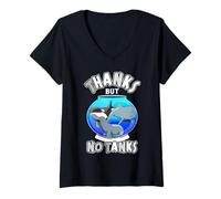 Femme Merci mais pas de réservoirs Dolphin à gros nez, phoque, sauvez les orques T-Shirt avec Col en V