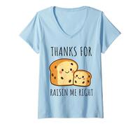 Femme Merci pour Raisin Me Right Cute Mom Pun Design T-Shirt avec Col en V