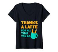 Femme Merci, Un café au Lait, pour Tout ce Que Vous Faites, Professeur, Merci, Amour T-Shirt avec Col en V