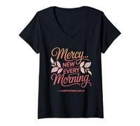 Femme Mercy New Every Morning Lamentations 3:22-23 T-Shirt avec Col en V
