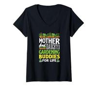 Femme Mère et Fille Gardening Buddies for Life Gardening T-Shirt avec Col en V