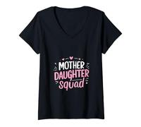 Femme Mère Fille Squad Cute Family Bonding T-Shirt avec Col en V