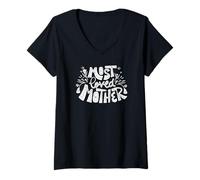 Femme Mère la plus aimée - Fête des mères amusante T-Shirt avec Col en V