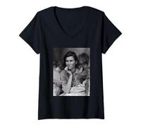Femme Mère migrante de Dorothea Lange (1936) T-Shirt avec Col en V