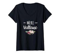Femme Mère Veilleuse Merveilleuse Maman Cadeau Fête des Mère Fleur T-Shirt avec Col en V
