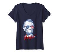 Femme Merica Lincoln - 4th July Veterans Or Memorial Day Abe T-Shirt avec Col en V