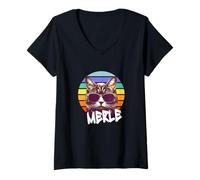 Femme MERLE - Joli prénom de fille avec un chat cool T-Shirt avec Col en V