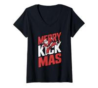 Femme Merry Kickmas Funny Christmas Karaté Jiu Jitsu Martial T-Shirt avec Col en V