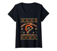 Femme Merry Starlights Warriors of Light - Christmas Scholar T-Shirt avec Col en V