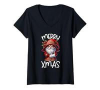 Femme Merry Xmas GNOME Dad for Men Kids with Broken Arm Christmas T-Shirt avec Col en V