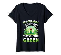 Femme Mes Chakras sont comme des Feux de signalisation, Ils Deviennent Tous Verts T-Shirt avec Col en V
