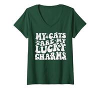Femme Mes Chats sont Porte-Bonheur Humour Irlandais pour la T-Shirt avec Col en V