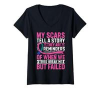 Femme Mes Cicatrices racontent Une Histoire, Elles me rappellent Quand Nous Avons essayé Br T-Shirt avec Col en V