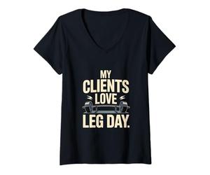 Femme Mes Clients adorent Leg Day Funny Trainer T-Shirt avec Col en V