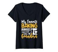 Femme Mes Copains de pâtisserie préférés m'appellent Grand-mère T-Shirt avec Col en V