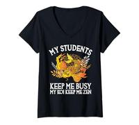 Femme Mes élèves m'occupent Mes koï m'aident à Rester Zen T-Shirt avec Col en V