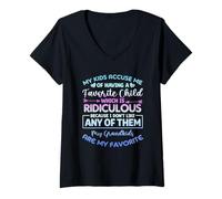 Femme Mes Enfants m'accusent d'avoir Un Enfant préféré Petits-Enfants T-Shirt avec Col en V